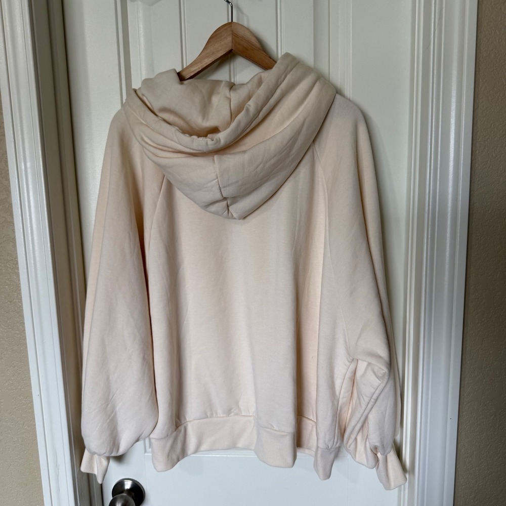Zenana Hoodie Women XL Cream Excellent Oversized Raglan Soft Knit OT-4520C5 - Picture 5 of 7
